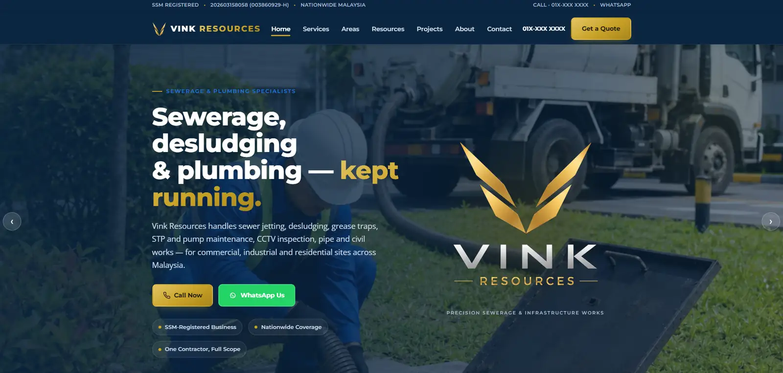 Vink Resources website homepage